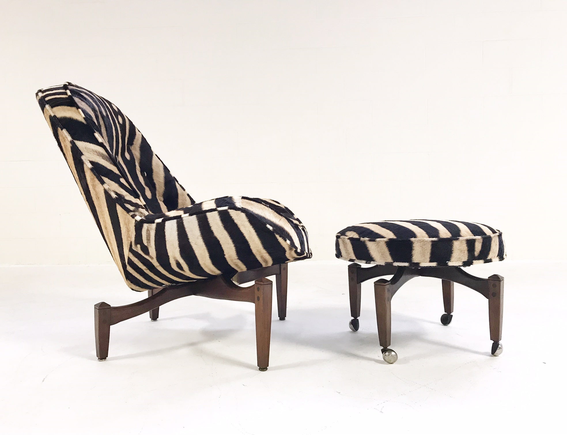 Lounge Chair with Ottoman in Zebra Hide - FORSYTH