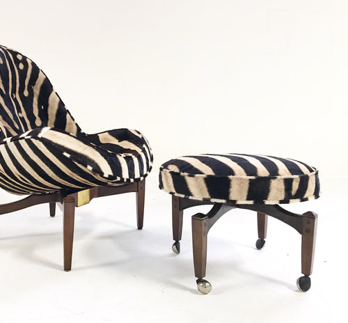 Lounge Chair with Ottoman in Zebra Hide - FORSYTH