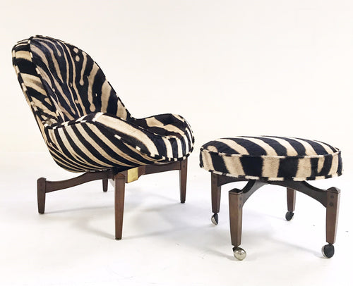 Lounge Chair with Ottoman in Zebra Hide - FORSYTH