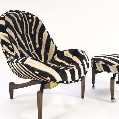 Lounge Chair with Ottoman in Zebra Hide - FORSYTH