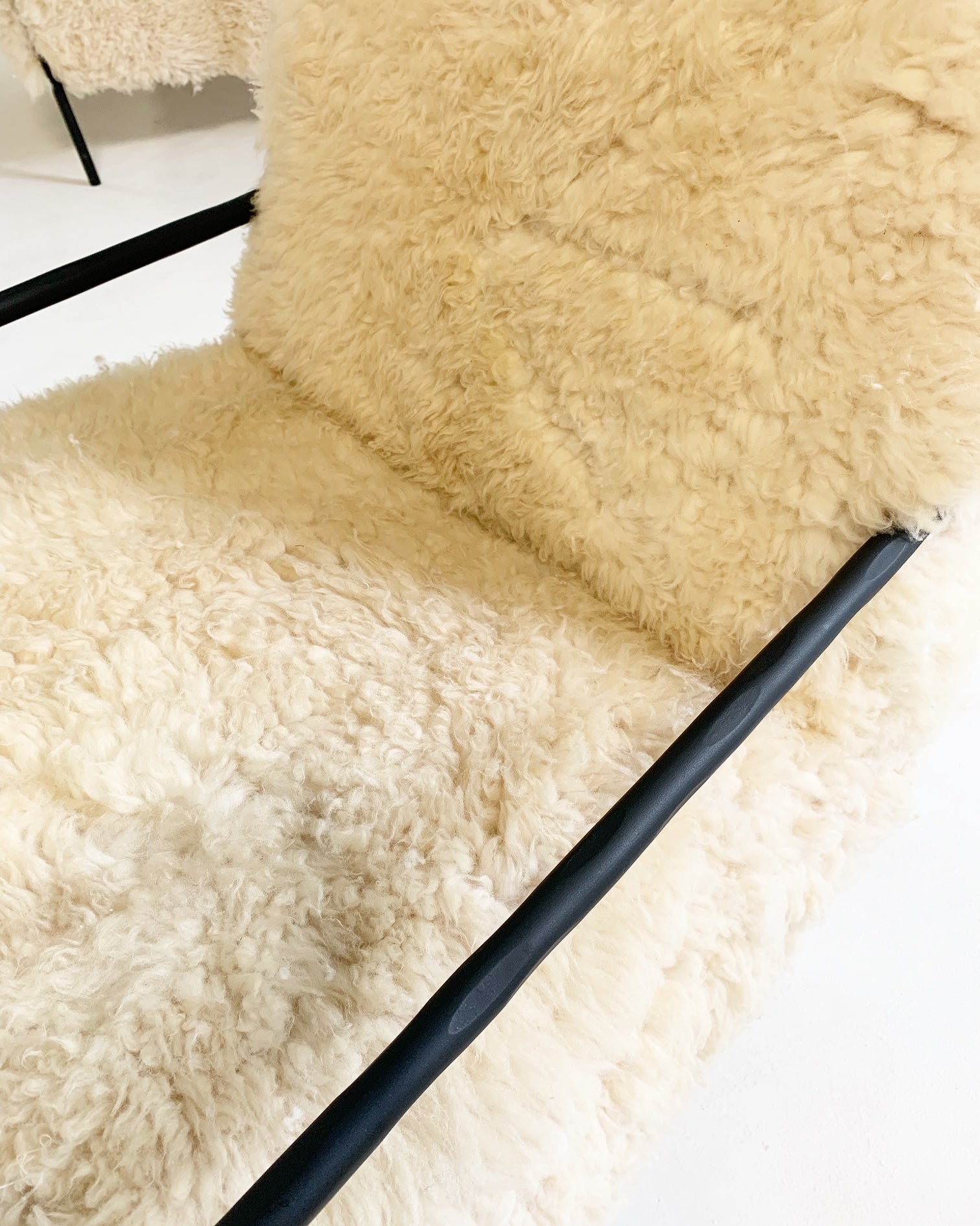 Iron Armchairs in California Sheepskin, pair - FORSYTH