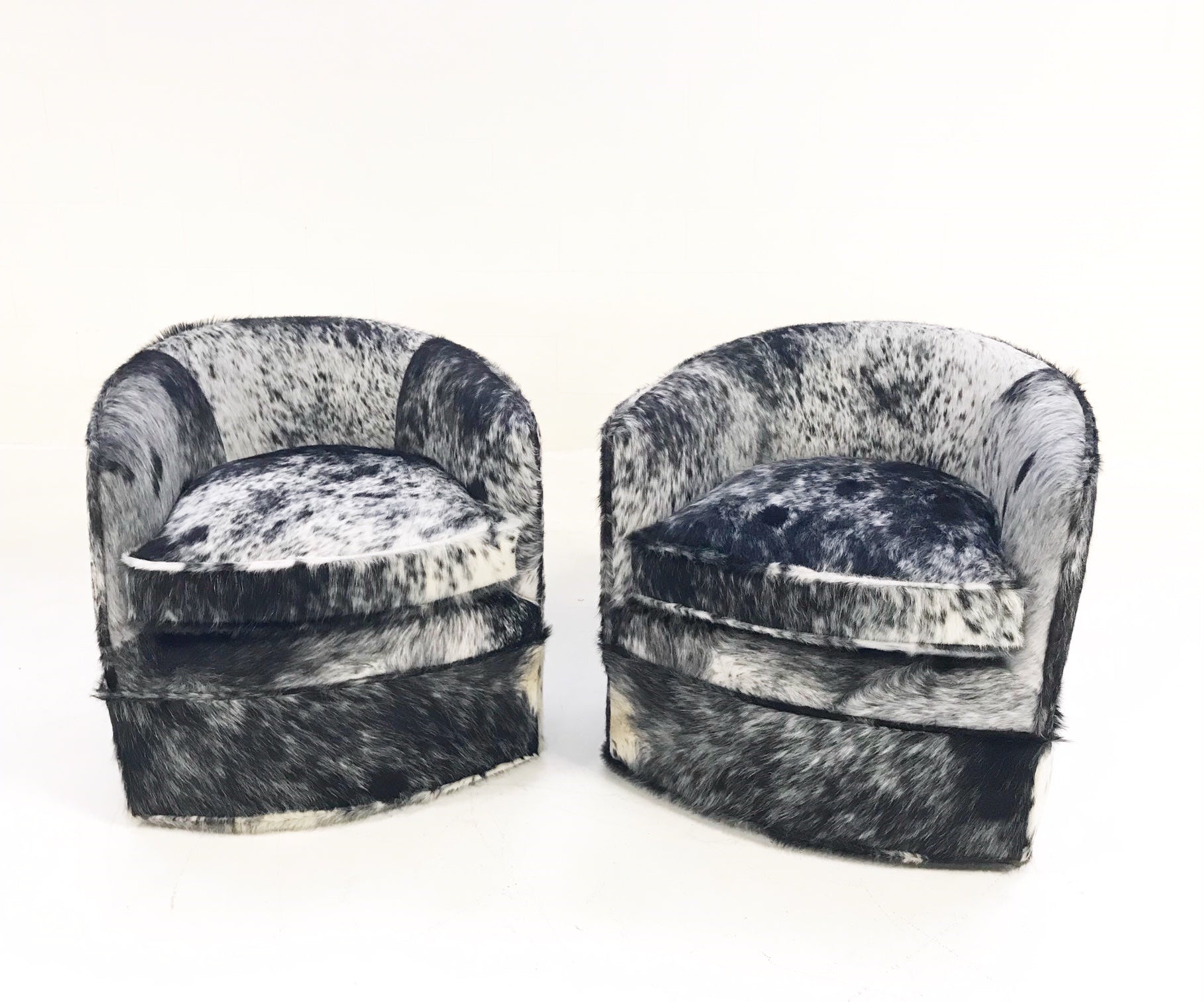 Wheeled Slipper Chairs in Brazilian Cowhide, pair - FORSYTH