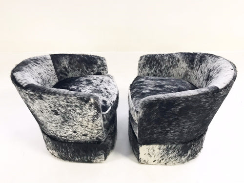 Wheeled Slipper Chairs in Brazilian Cowhide, pair - FORSYTH