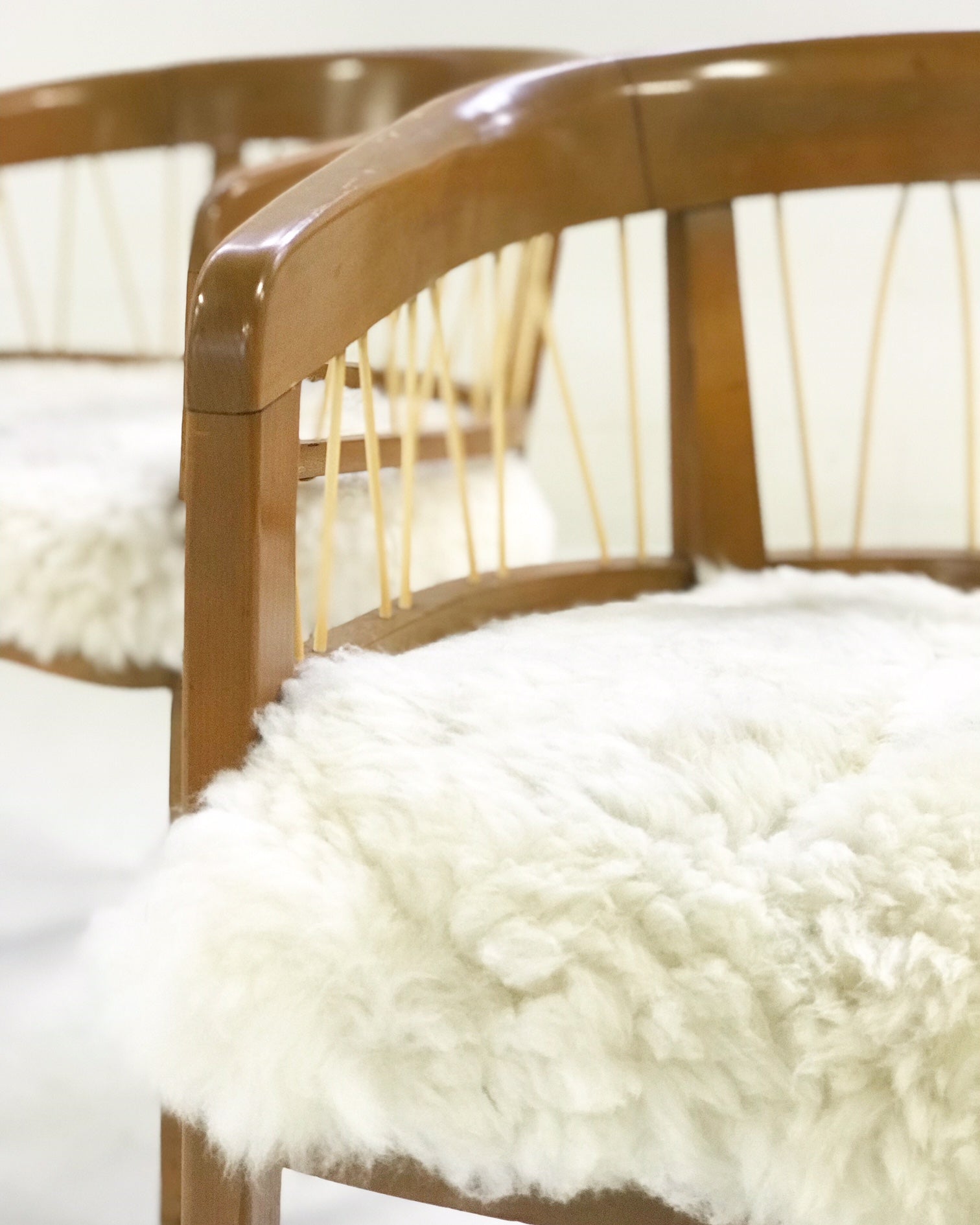 Armchairs in Brazilian Sheepskin, pair - FORSYTH