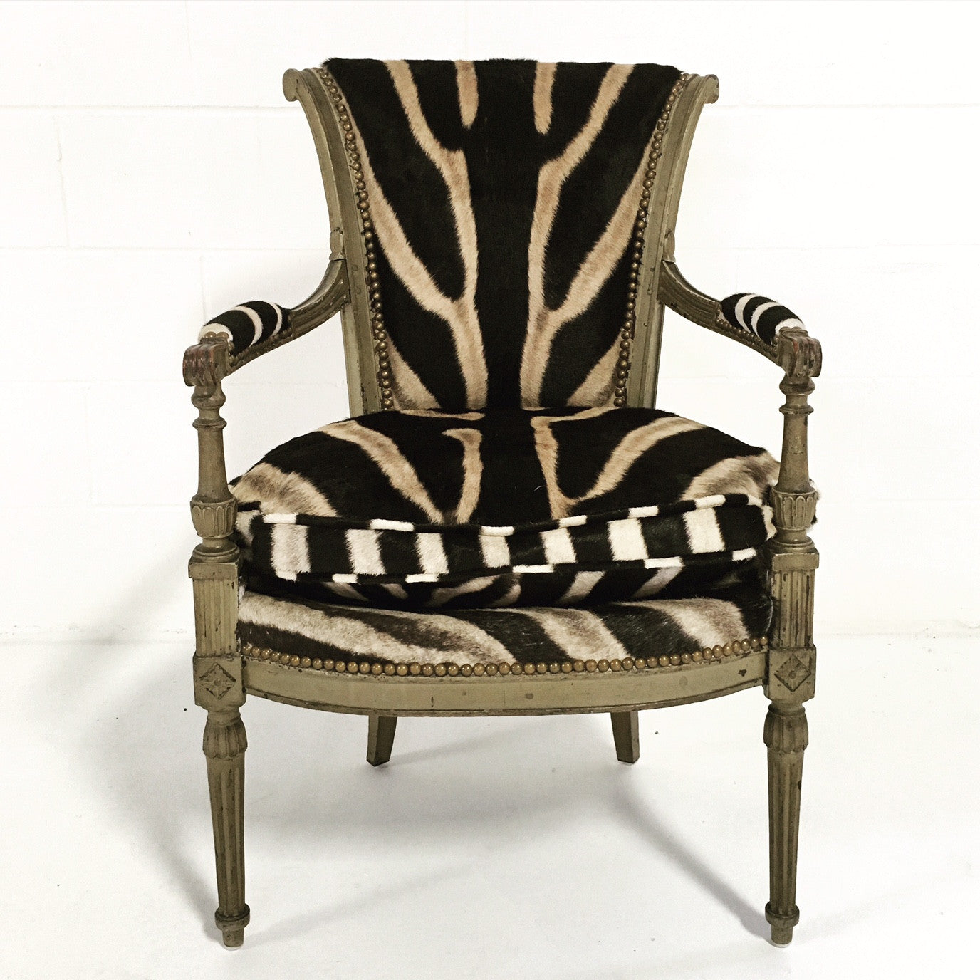 French Boudoir Armchair in Zebra Hide - FORSYTH