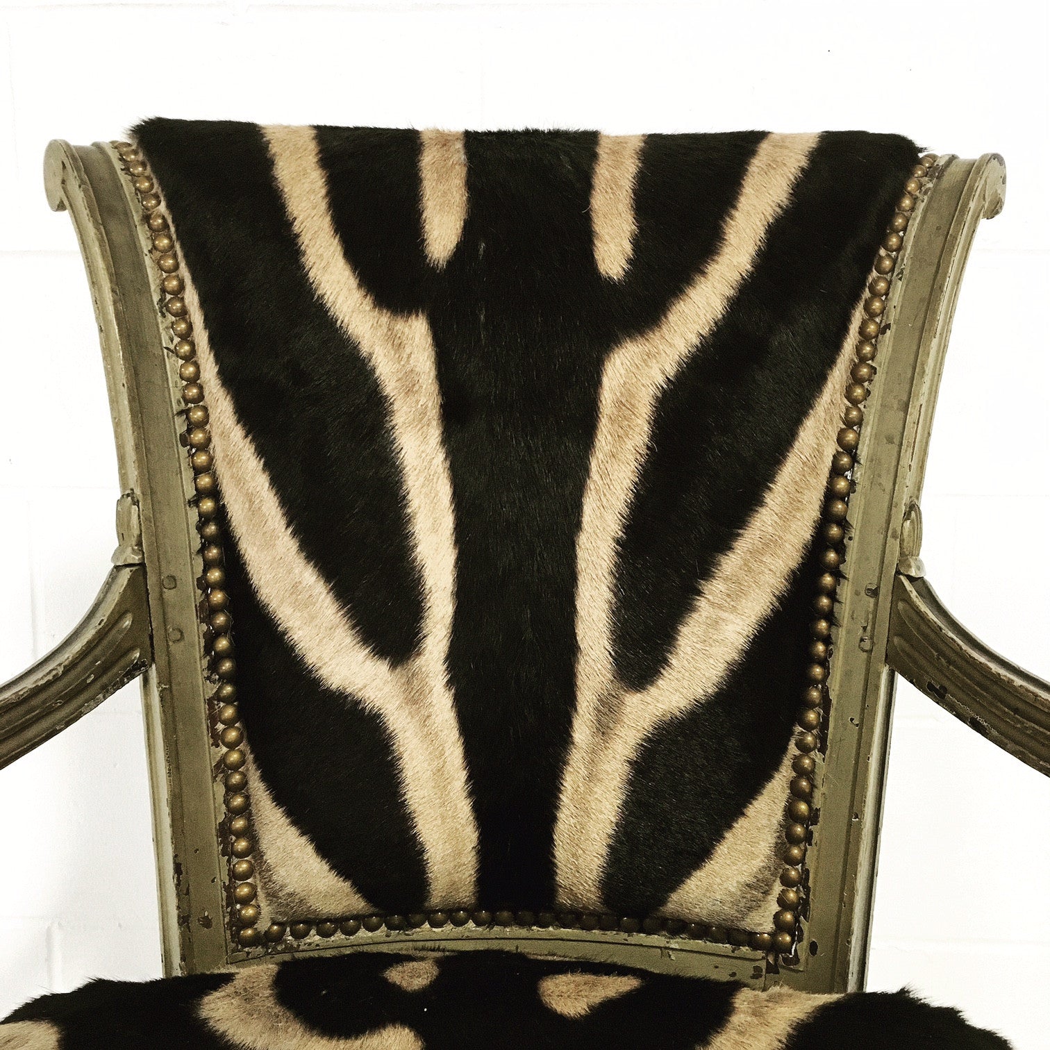 French Boudoir Armchair in Zebra Hide - FORSYTH