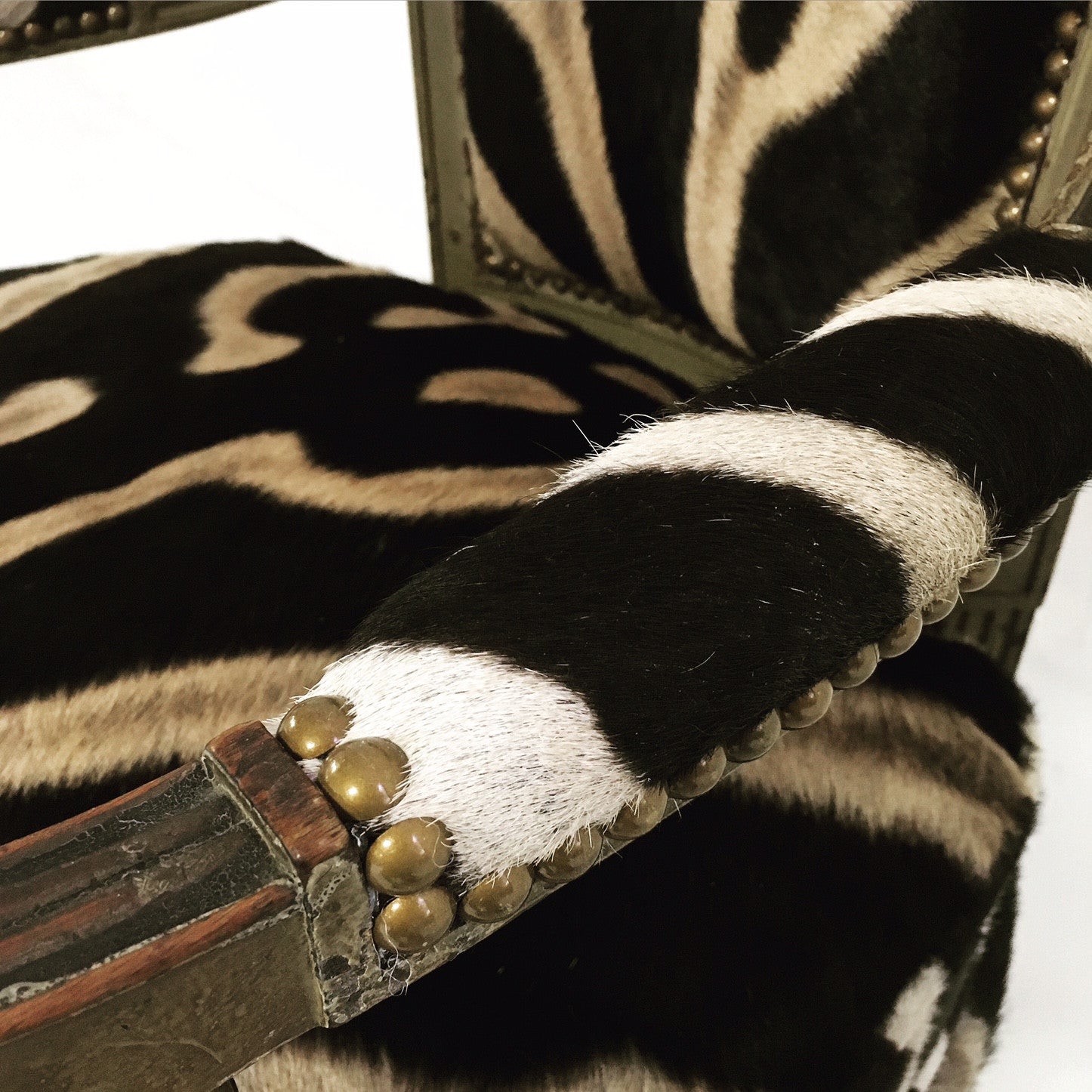 French Boudoir Armchair in Zebra Hide - FORSYTH