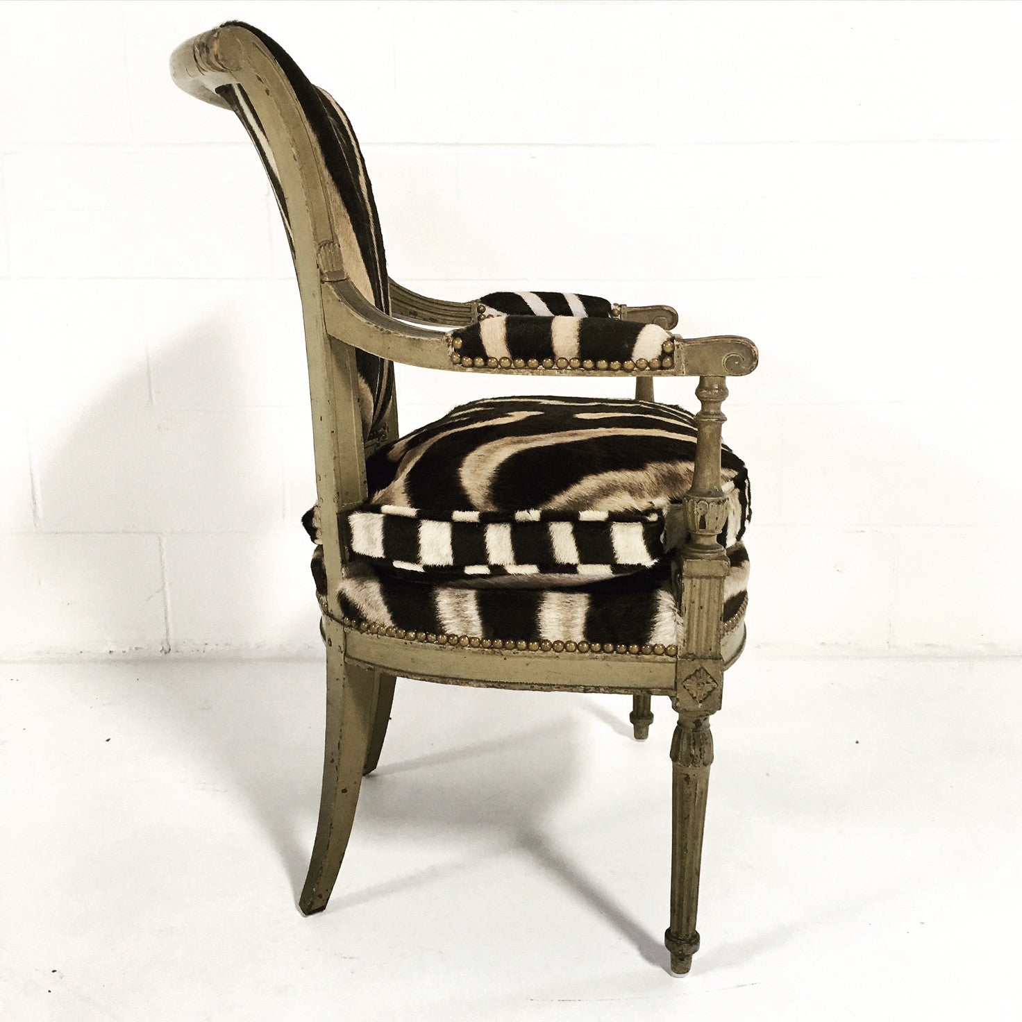 French Boudoir Armchair in Zebra Hide - FORSYTH
