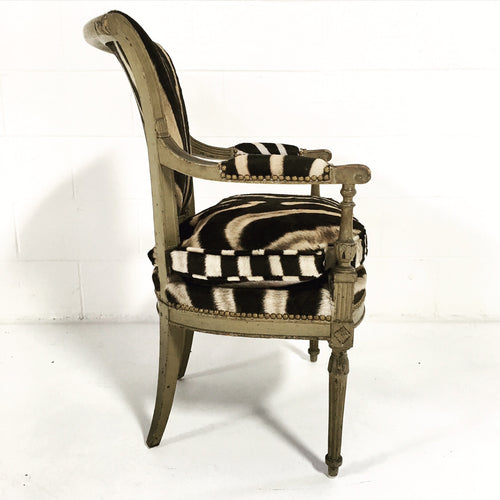 French Boudoir Armchair in Zebra Hide - FORSYTH