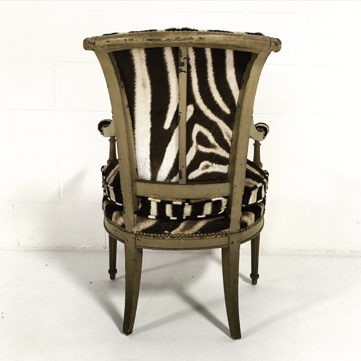 French Boudoir Armchair in Zebra Hide - FORSYTH