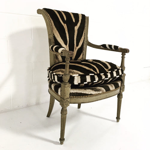 French Boudoir Armchair in Zebra Hide - FORSYTH