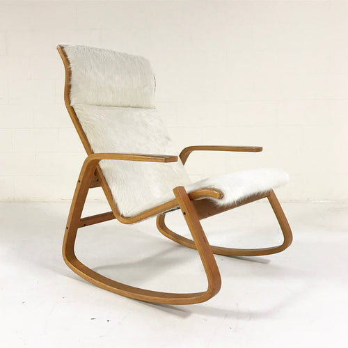 Danish Modern Rocking Chair in Brazilian Cowhide - FORSYTH