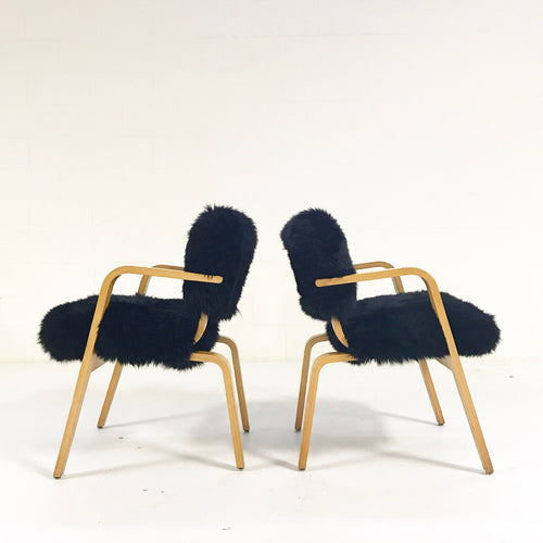 Armchairs in New Zealand Sheepskin, pair - FORSYTH