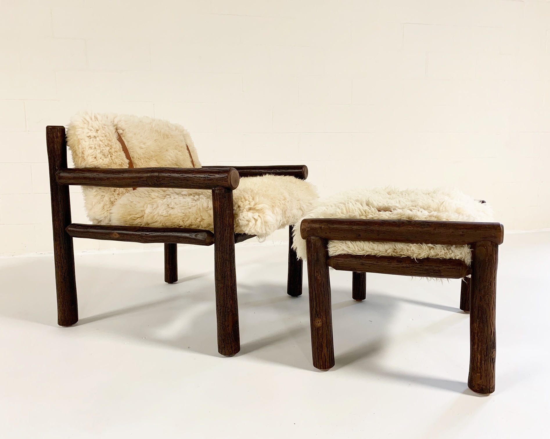 Butte Chair and Ottoman with Sheepskin Cushions - FORSYTH