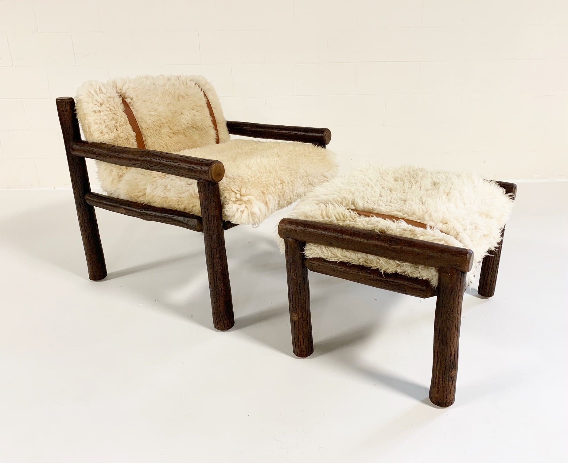 Butte Chair and Ottoman with Sheepskin Cushions - FORSYTH