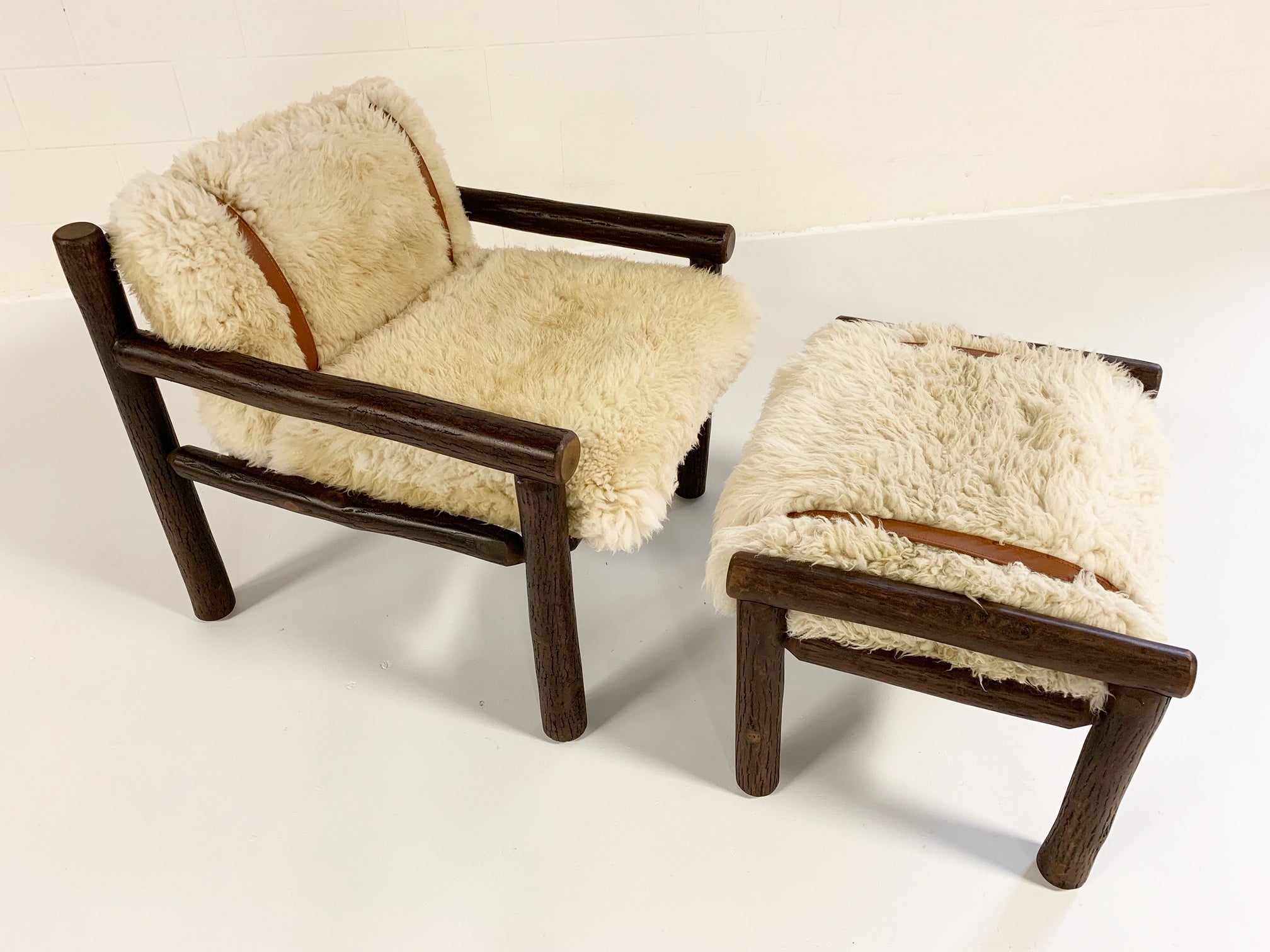 Butte Chair and Ottoman with Sheepskin Cushions - FORSYTH