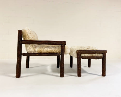 Butte Chair and Ottoman with Sheepskin Cushions - FORSYTH