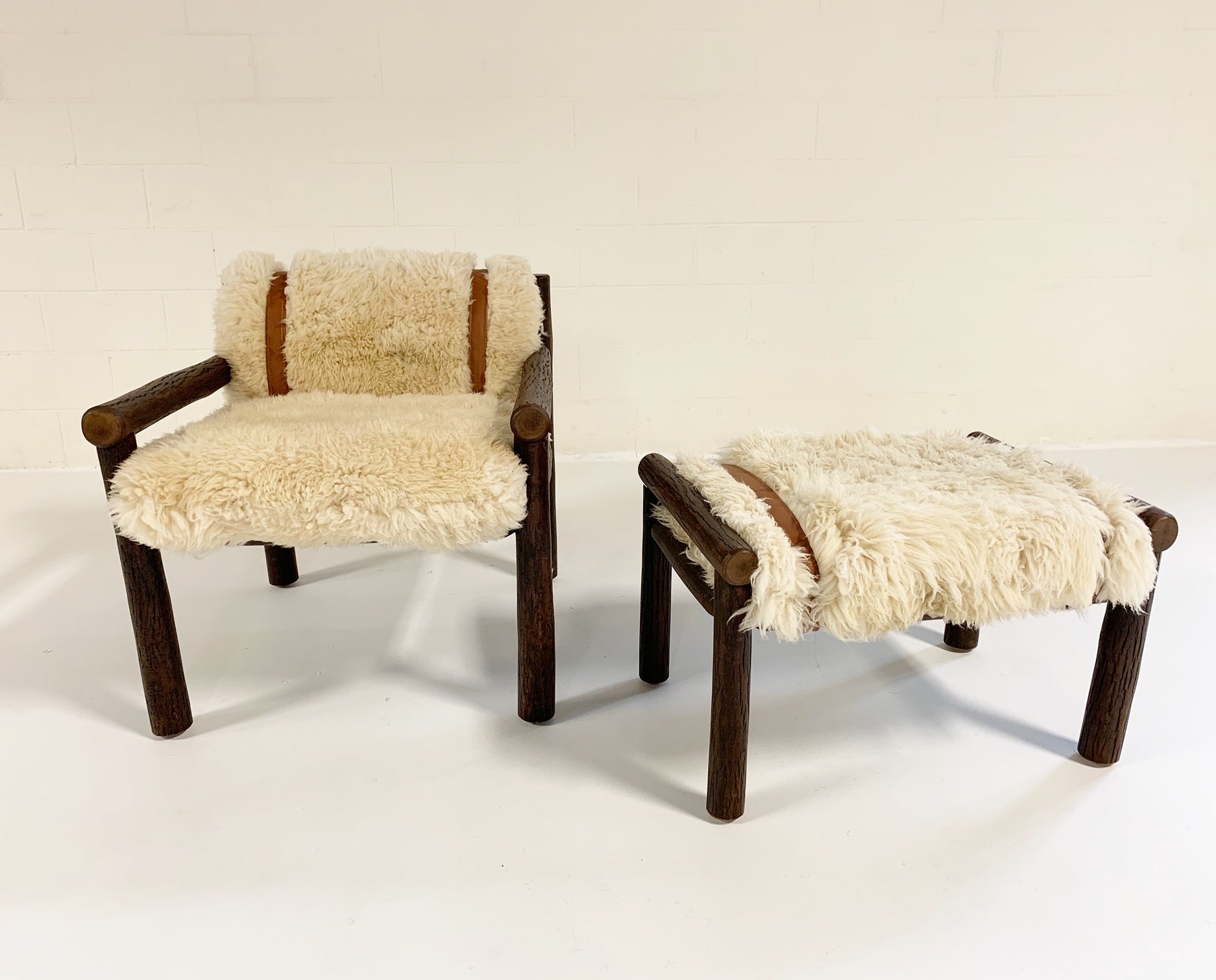 Butte Chair and Ottoman with Sheepskin Cushions - FORSYTH