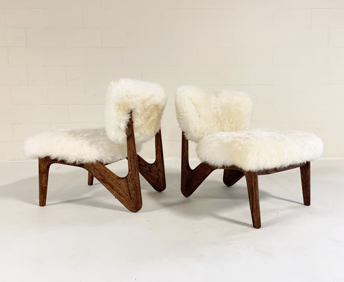 Sculptural Chairs in Brazilian Sheepskin, pair - FORSYTH