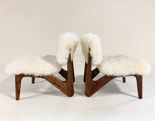 Sculptural Chairs in Brazilian Sheepskin, pair - FORSYTH