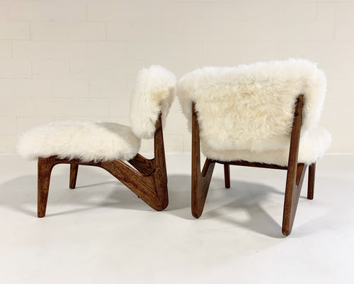 Sculptural Chairs in Brazilian Sheepskin, pair - FORSYTH