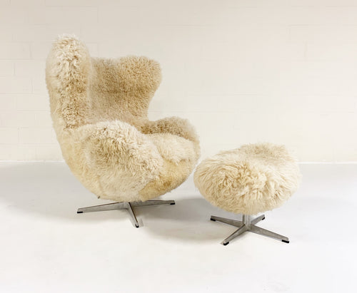 Bespoke Egg Chair and Ottoman in California Sheepskin - FORSYTH