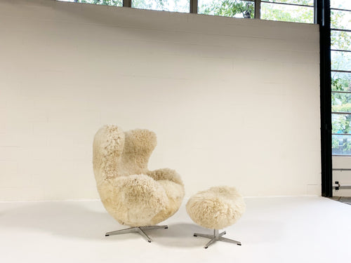 Bespoke Egg Chair and Ottoman in California Sheepskin - FORSYTH