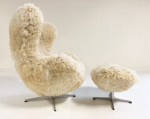 Bespoke Egg Chair and Ottoman in California Sheepskin - FORSYTH