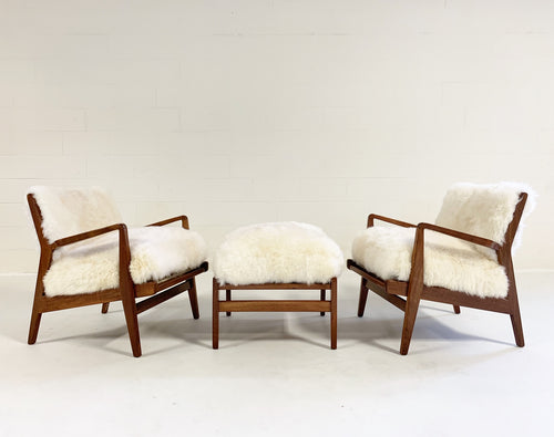 Lounge Chairs & Ottoman in Brazilian Sheepskin - FORSYTH
