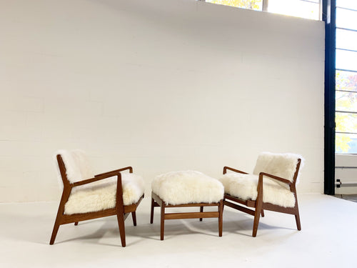 Lounge Chairs & Ottoman in Brazilian Sheepskin - FORSYTH