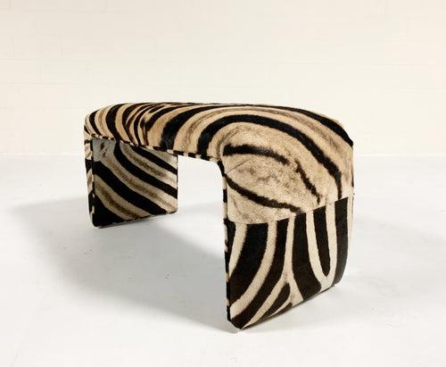 Vintage Waterfall Bench Restored in Zebra Hide - FORSYTH