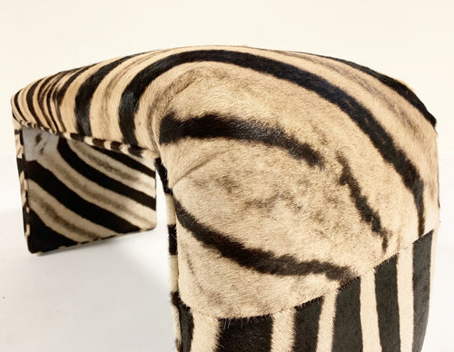 Vintage Waterfall Bench Restored in Zebra Hide - FORSYTH