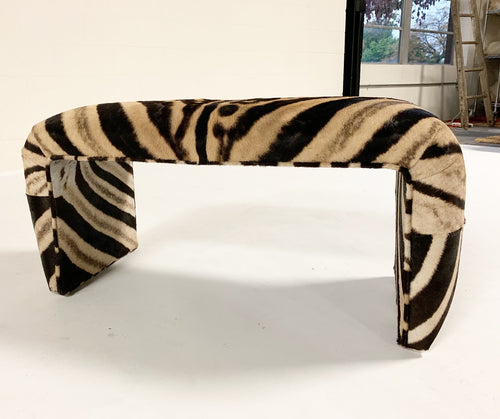 Vintage Waterfall Bench Restored in Zebra Hide - FORSYTH