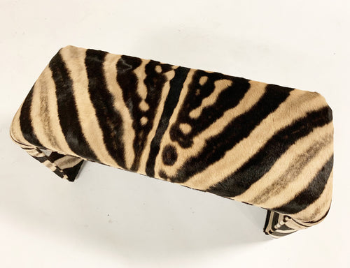 Vintage Waterfall Bench Restored in Zebra Hide - FORSYTH