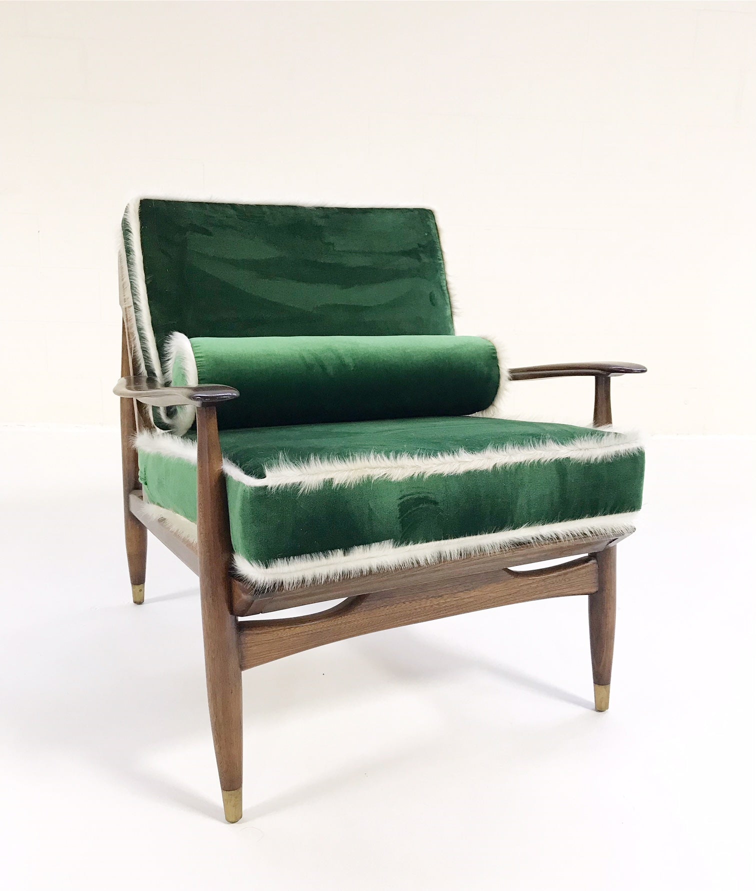 Walnut Lounge Chair in Schumacher's Silk Velvet - FORSYTH
