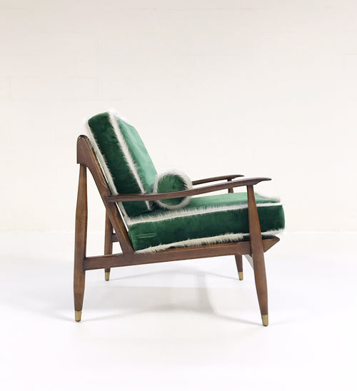 Walnut Lounge Chair in Schumacher's Silk Velvet - FORSYTH