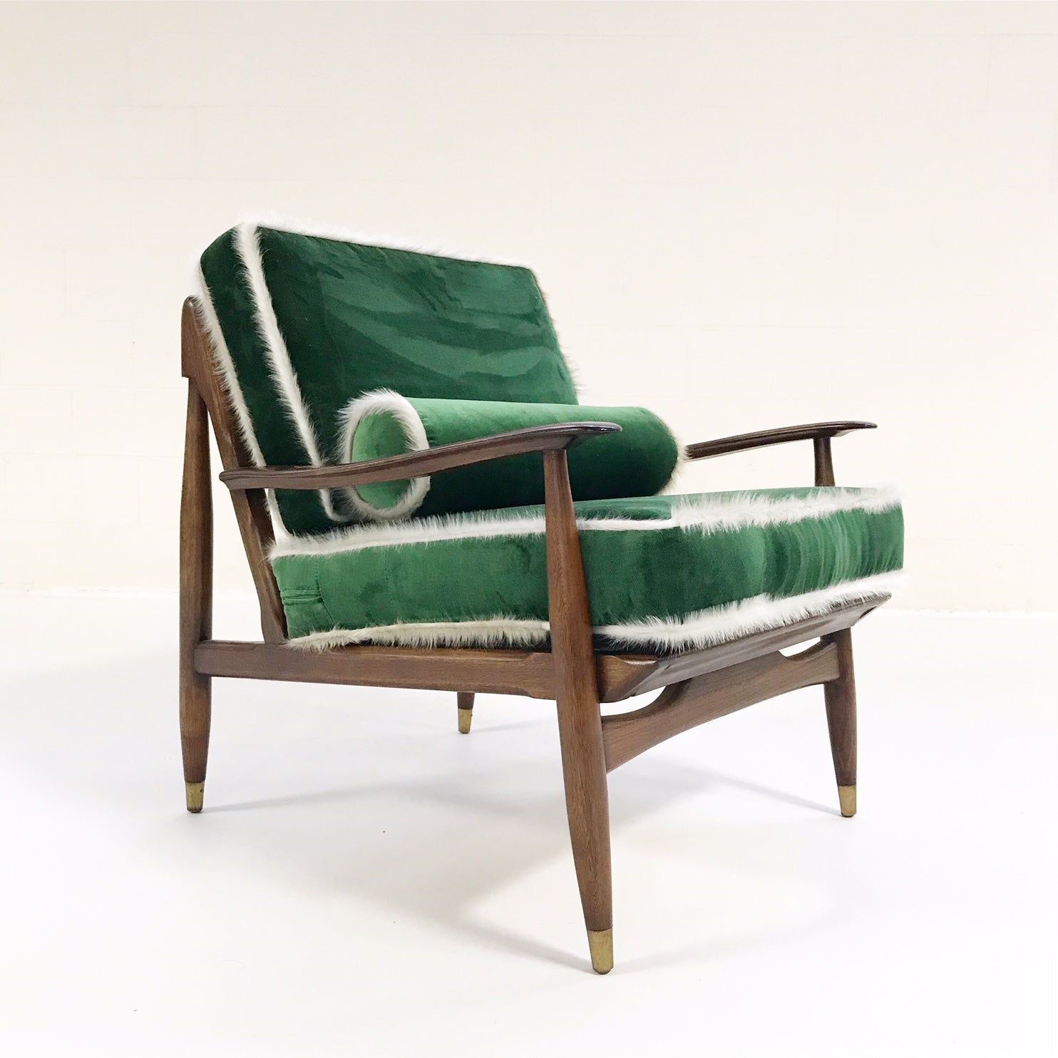 Walnut Lounge Chair in Schumacher's Silk Velvet - FORSYTH