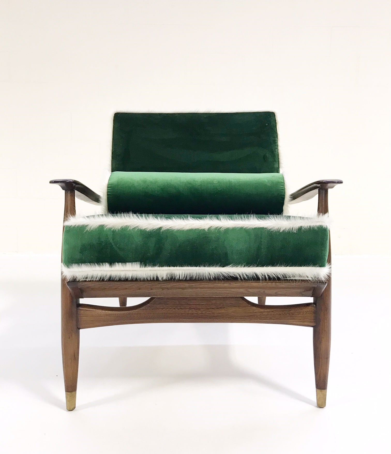 Walnut Lounge Chair in Schumacher's Silk Velvet - FORSYTH