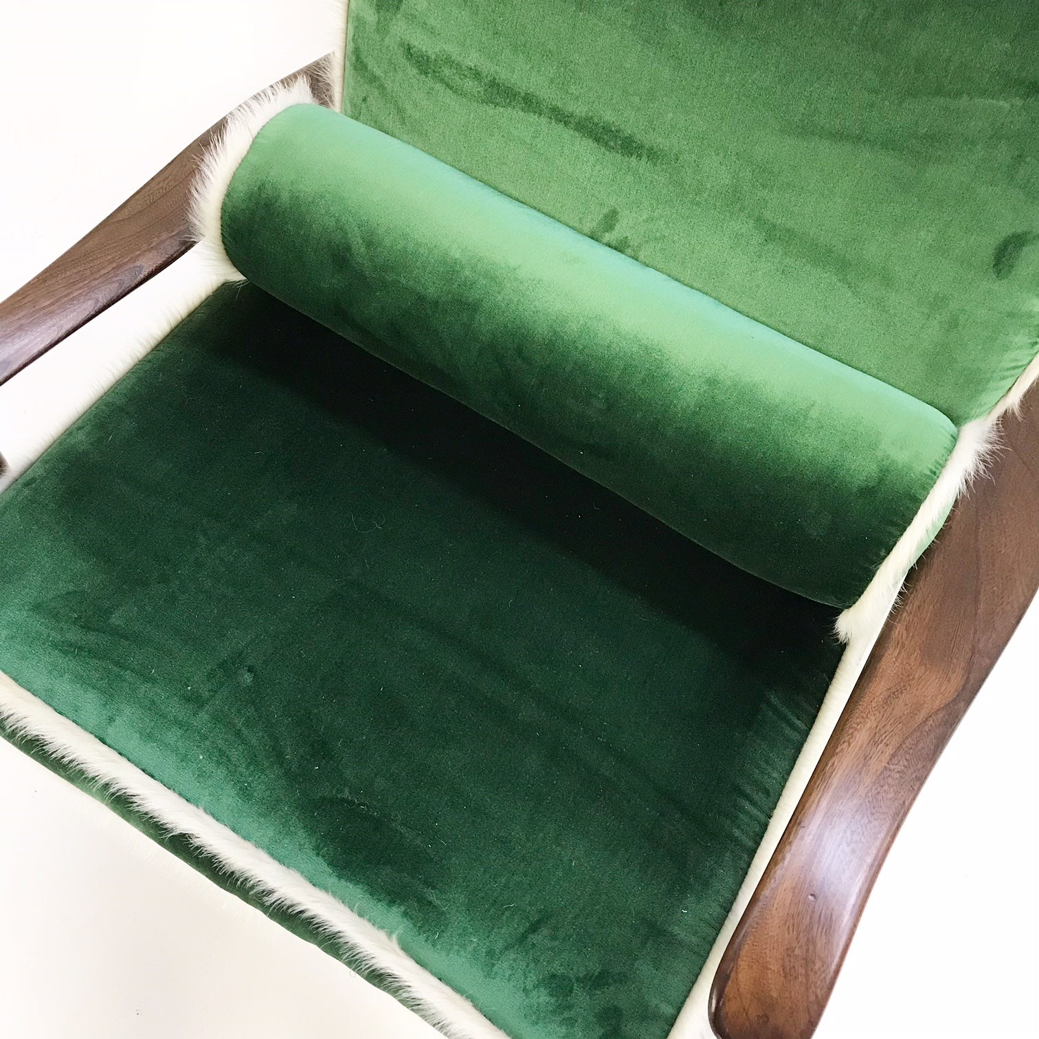 Walnut Lounge Chair in Schumacher's Silk Velvet - FORSYTH