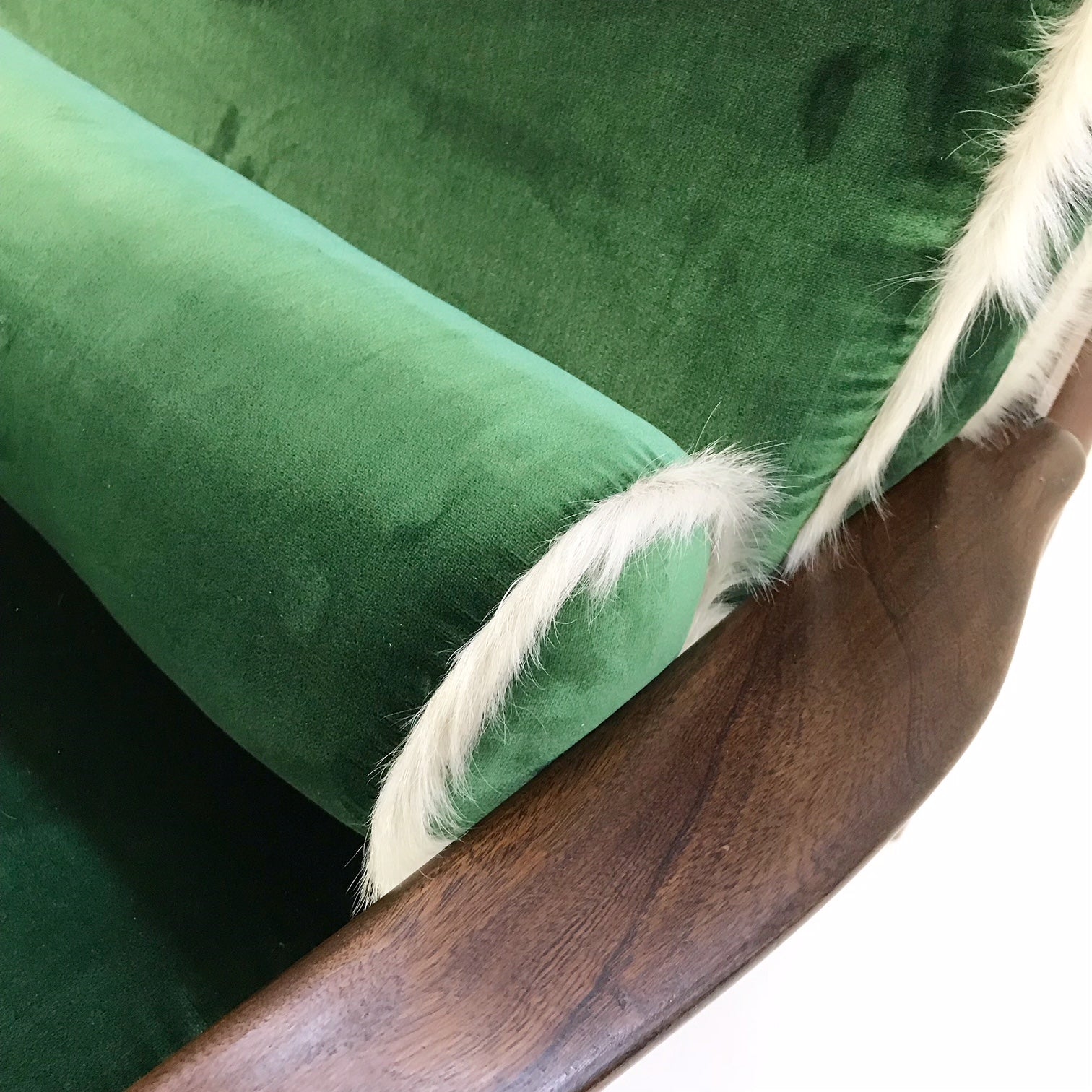 Walnut Lounge Chair in Schumacher's Silk Velvet - FORSYTH