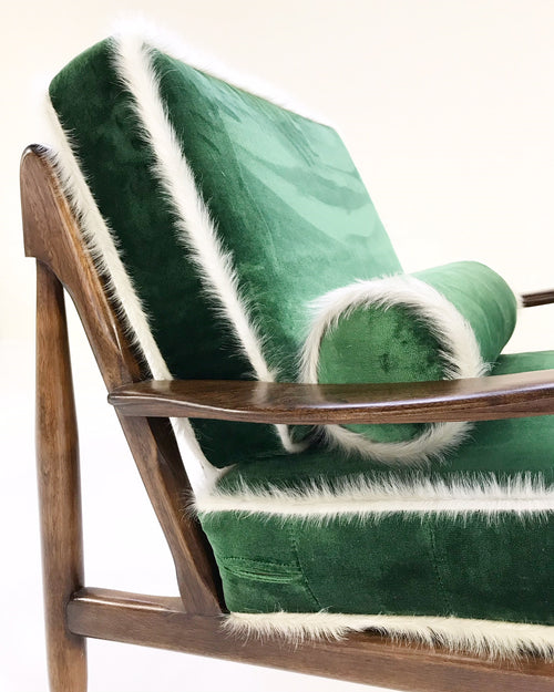 Walnut Lounge Chair in Schumacher's Silk Velvet - FORSYTH