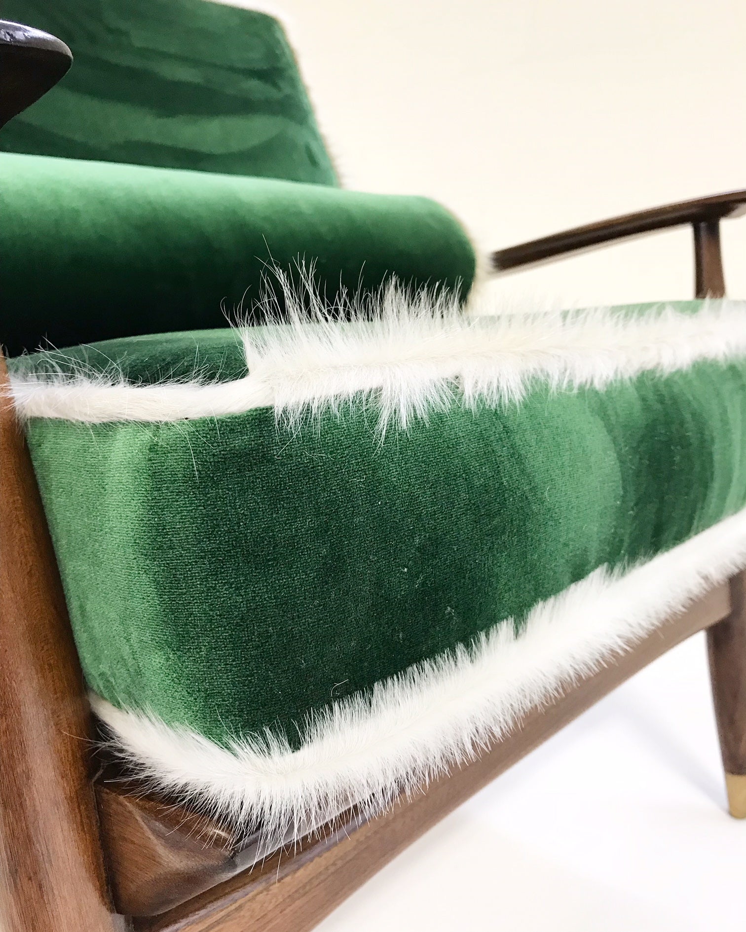 Walnut Lounge Chair in Schumacher's Silk Velvet - FORSYTH