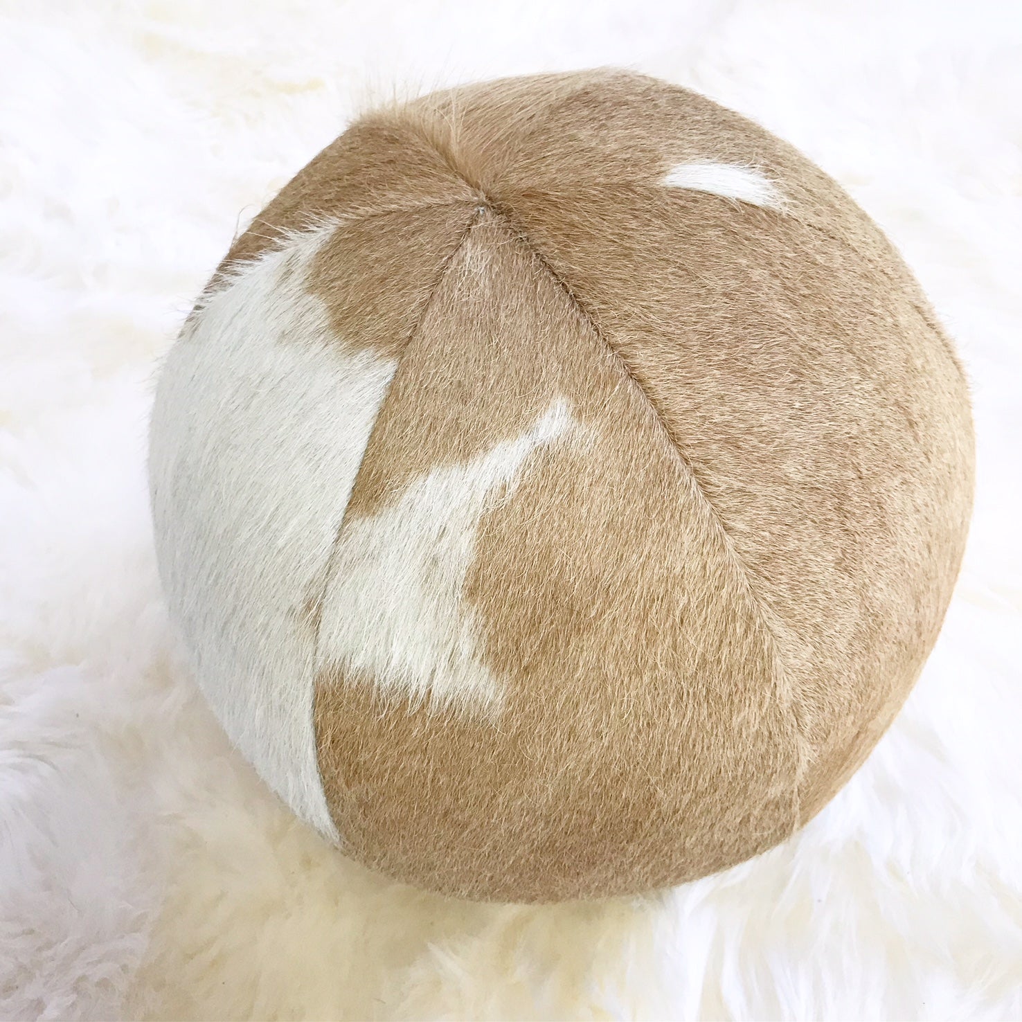 Palomino & White Cowhide Ball Pillow, 12" - FORSYTH