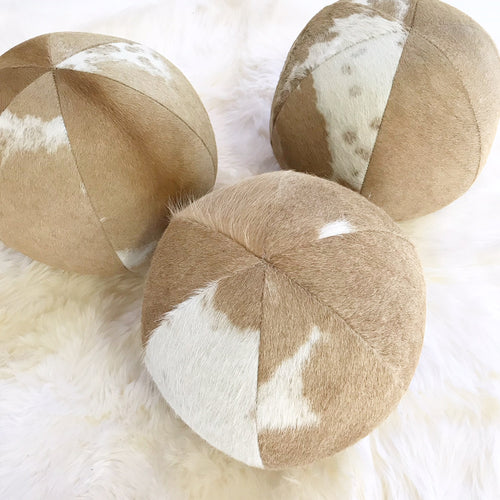 Palomino & White Cowhide Ball Pillow, 12" - FORSYTH