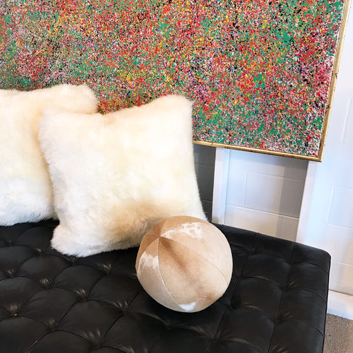Palomino & White Cowhide Ball Pillow, 12" - FORSYTH