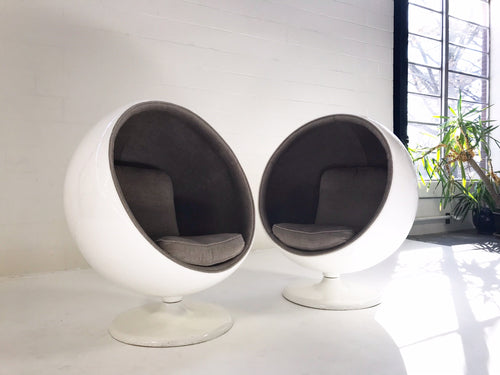Ball Chairs in Loro Piana Alpaca Wool, pair - FORSYTH