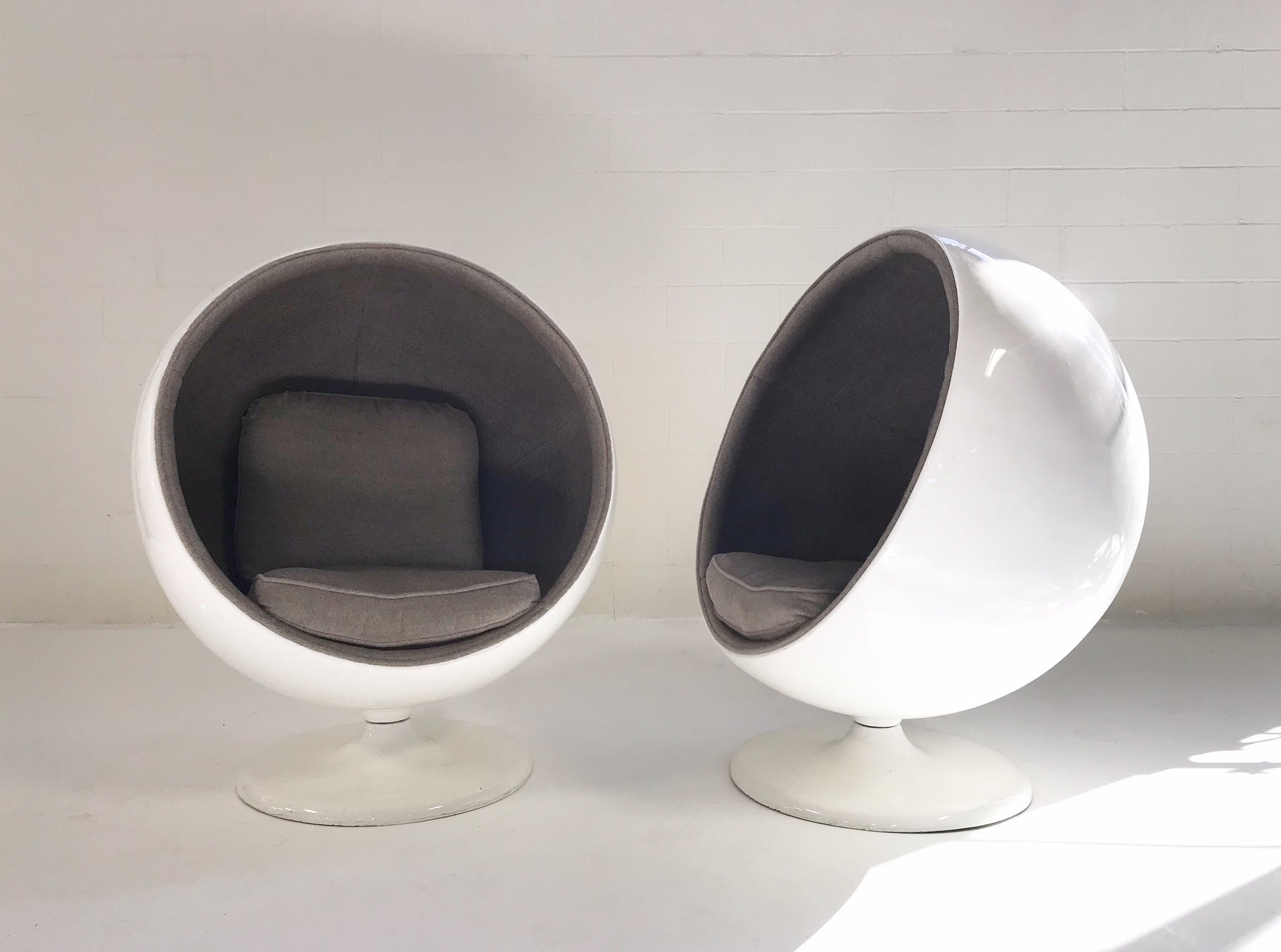 Ball Chairs in Loro Piana Alpaca Wool, pair - FORSYTH
