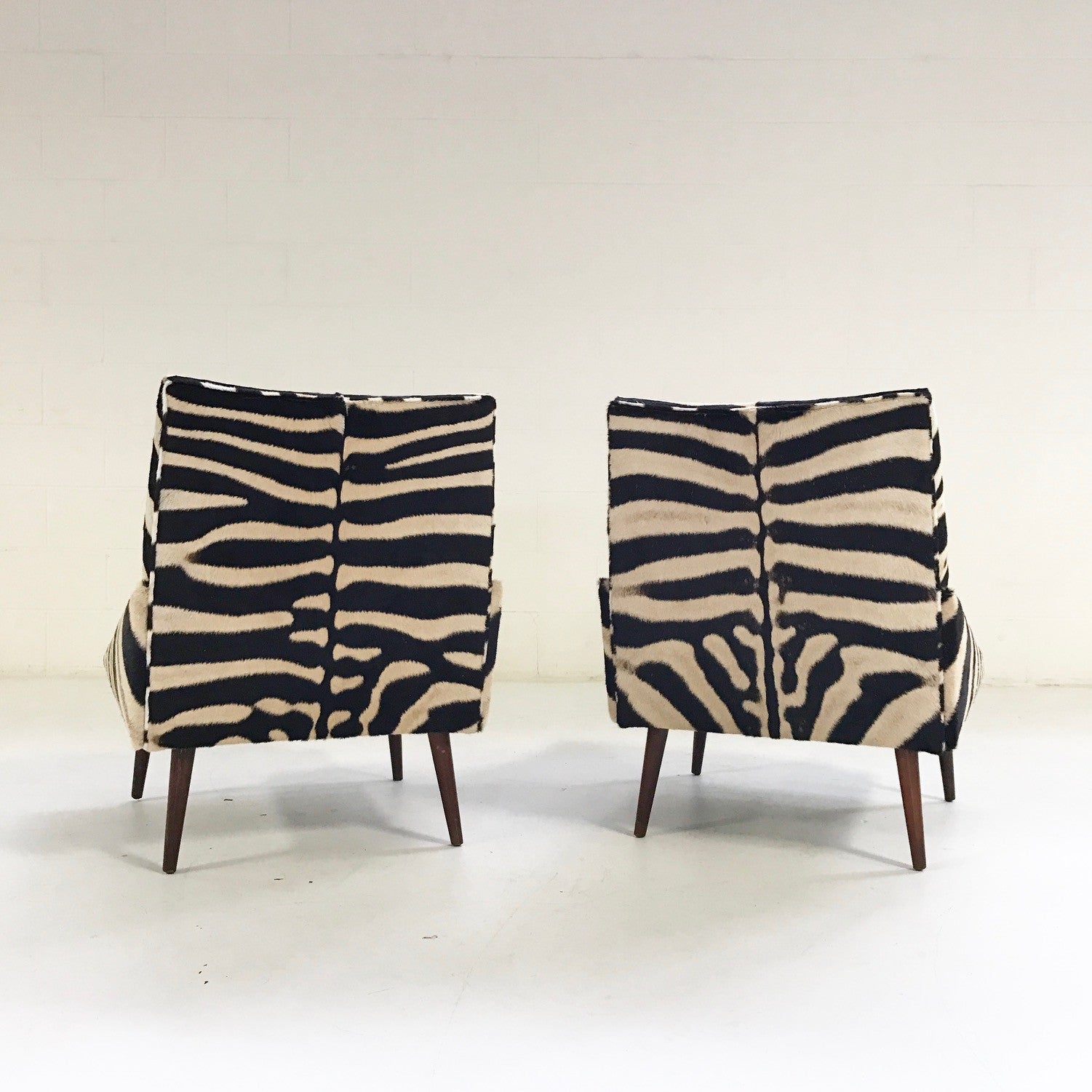 Lounge Chairs in Zebra Hide, pair - FORSYTH