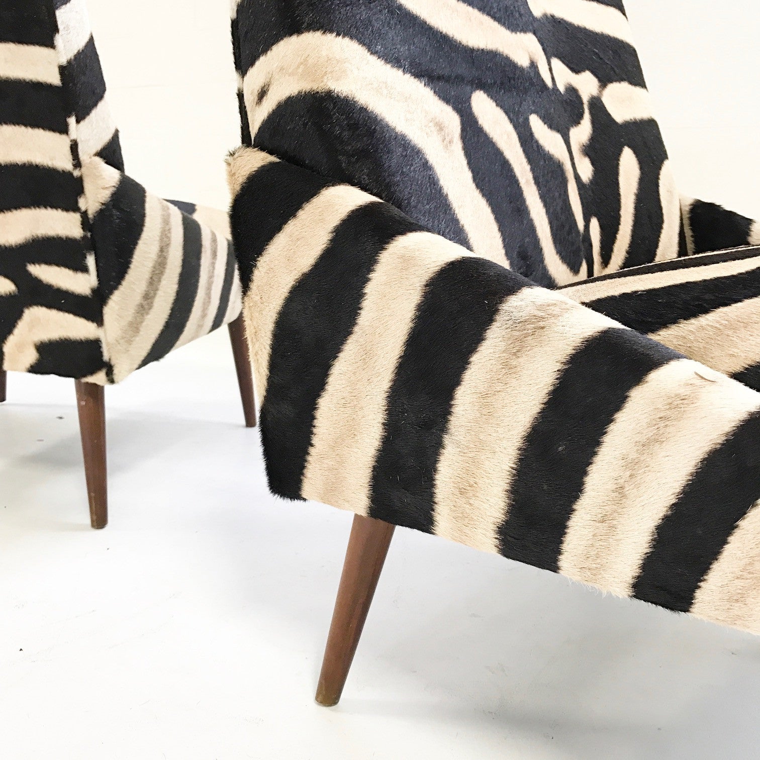 Lounge Chairs in Zebra Hide, pair - FORSYTH