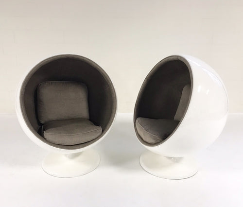 Ball Chairs in Loro Piana Alpaca Wool, pair - FORSYTH